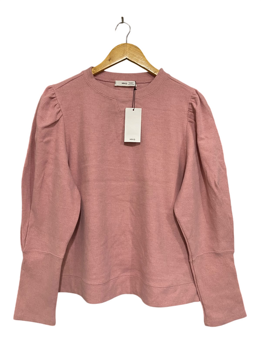 MNG |XL| BUST 22| A49| DUSTY PINK RIBBED PUFF-SLEEVE TECHNICAL UTILITY SWEATSHIRT
