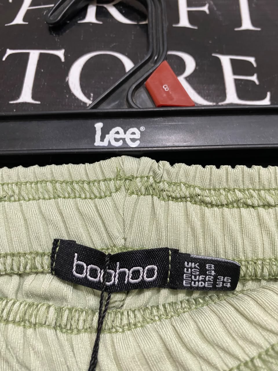 BOOHOO |S| WAIST 26| A49| SAGE GREEN RIBBED ELASTICATED TECHNICAL UTILITY JOGGERS
