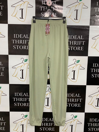 BOOHOO |S| WAIST 26| A49| SAGE GREEN RIBBED ELASTICATED TECHNICAL UTILITY JOGGERS