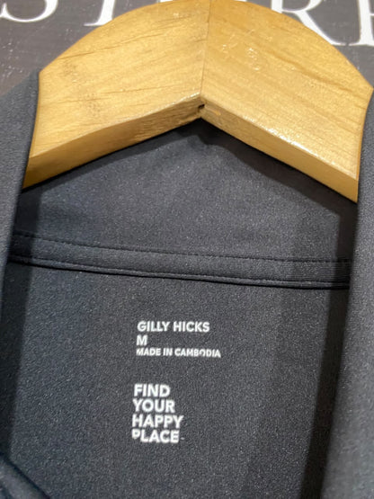 GILLY HICKS |M| BUST 17| A49| SOLID BLACK HIGH-NECK CROPPED TECHNICAL UTILITY ZIP-UP JACKET