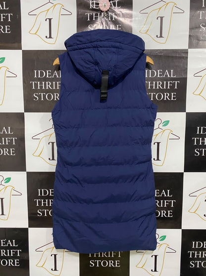 BOOGY |M| BUST 20| A49| NAVY BLUE HOODED PUFFER VEST TECHNICAL UTILITY MAXI COAT