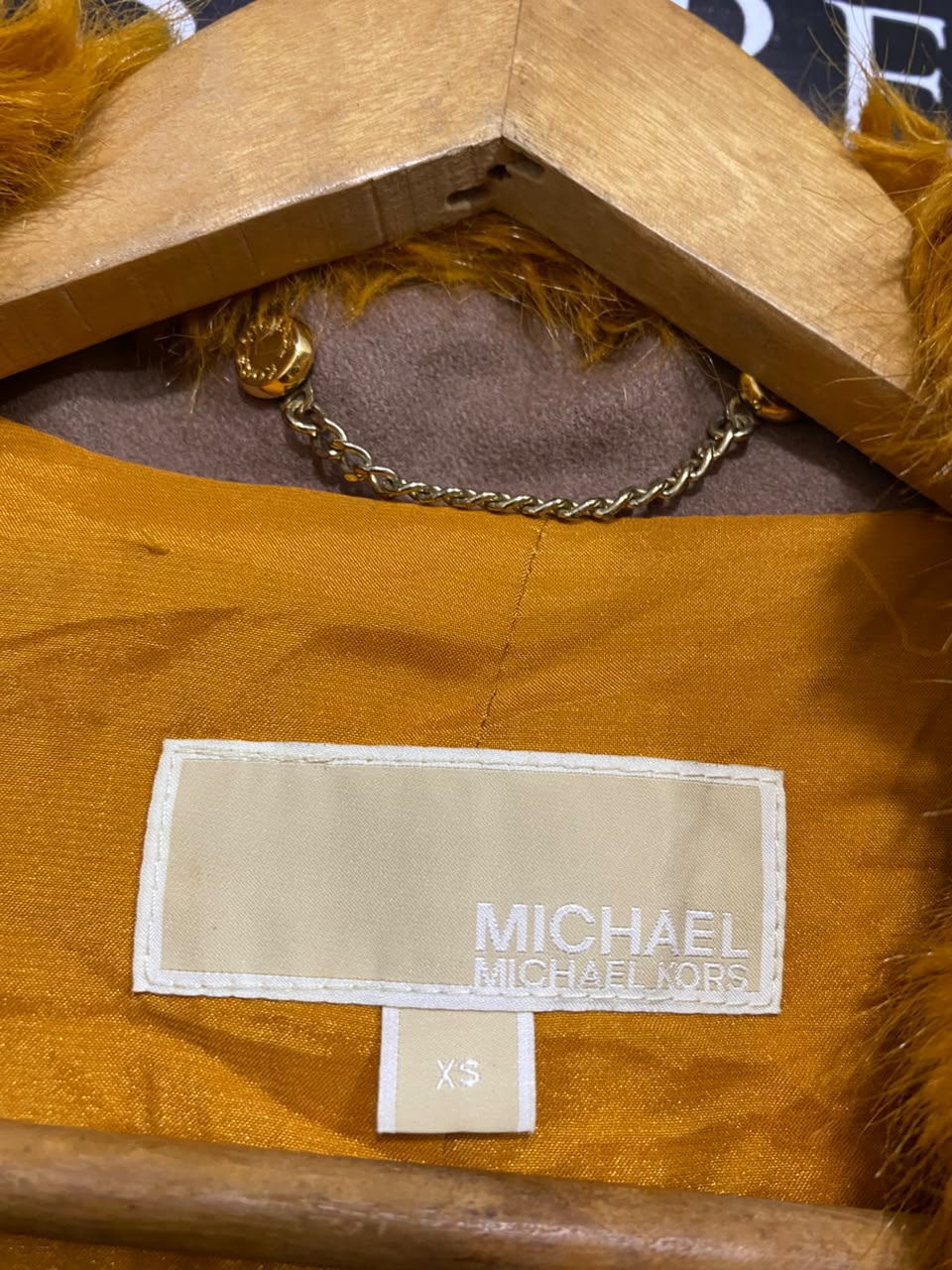 MICHAEL |XS| BUST 20| A49| MUSTARD FAUX-FUR CROPPED TECHNICAL UTILITY JACKET