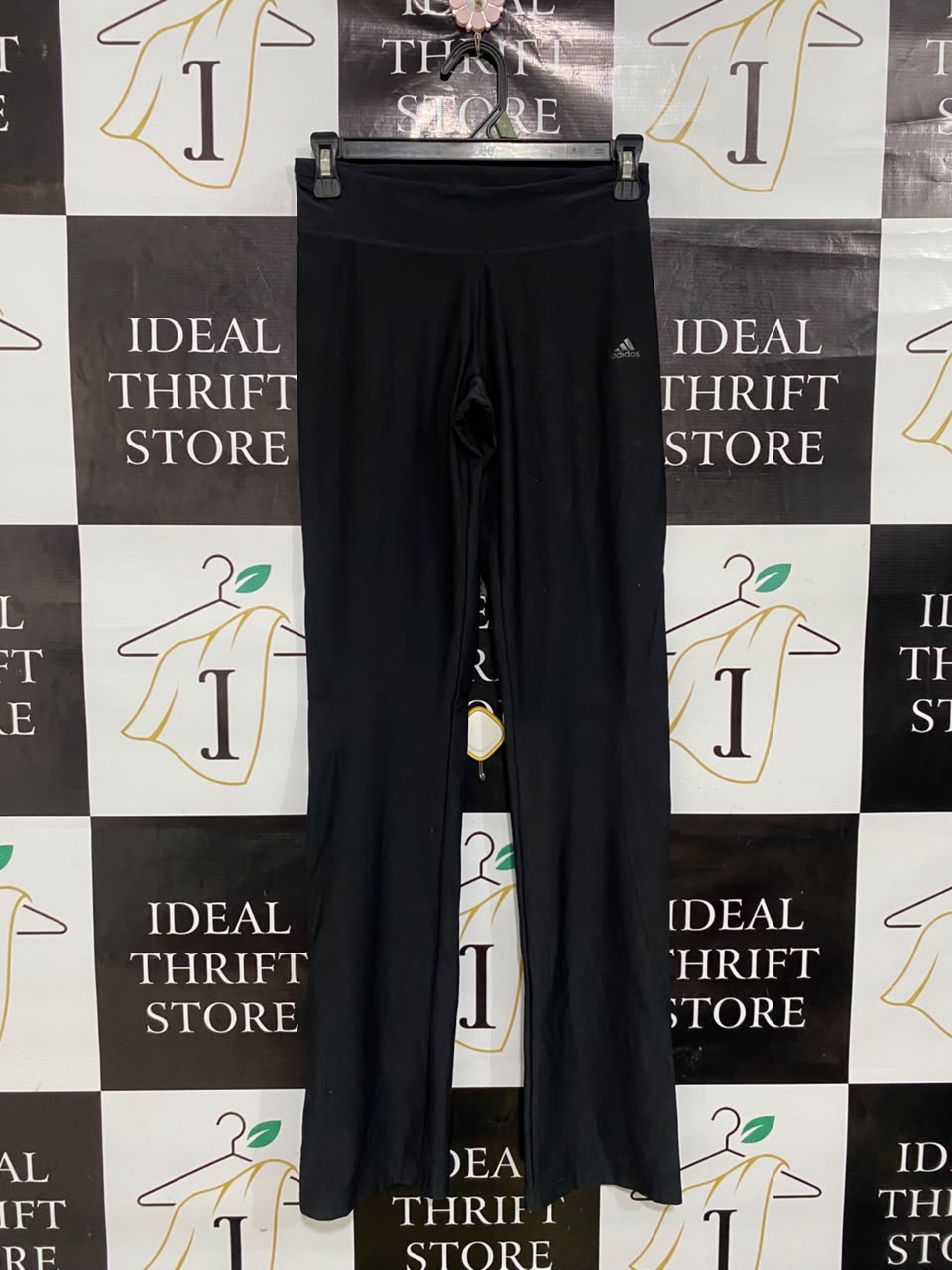 ADIDAS |XS| WAIST 28| A49| SOLID BLACK ADIDAS LOGO TECHNICAL UTILITY FLARED LEGGINGS