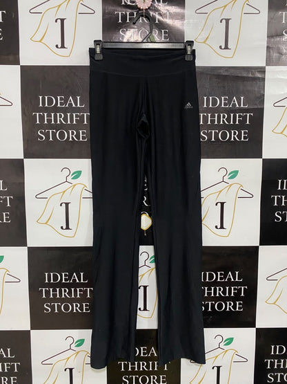 ADIDAS |XS| WAIST 28| A49| SOLID BLACK ADIDAS LOGO TECHNICAL UTILITY FLARED LEGGINGS