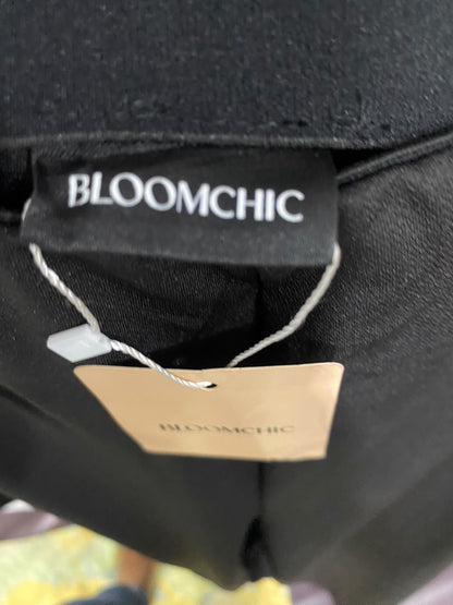 BLOOMCHIC |XXL| WAIST 40| A49| SOLID BLACK DRAPED OVERLAY TECHNICAL UTILITY WIDE-LEG PANTS
