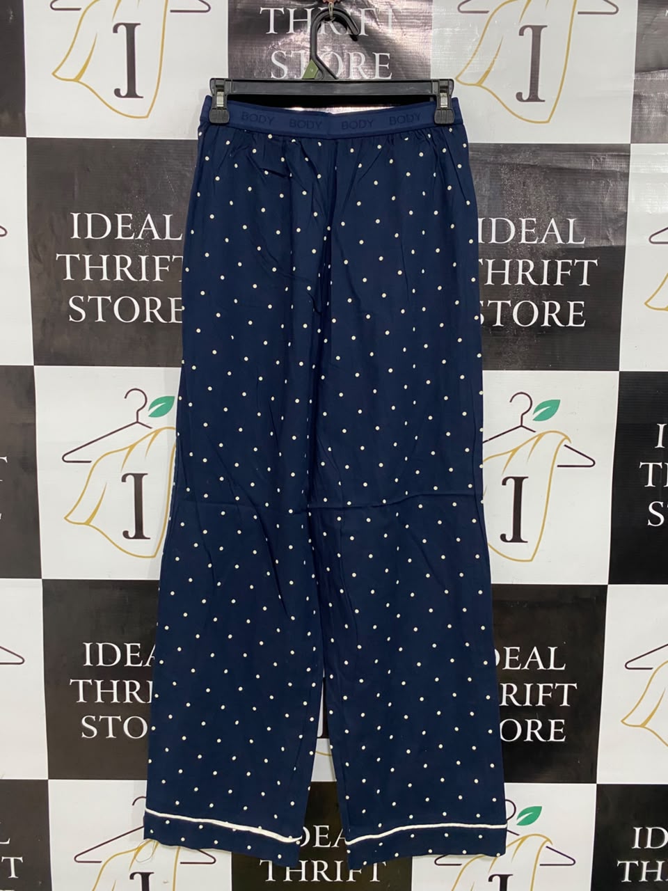 M&S |S| WAIST 26| A49| NAVY BLUE POLKA DOT TECHNICAL UTILITY LOUNGE PANTS