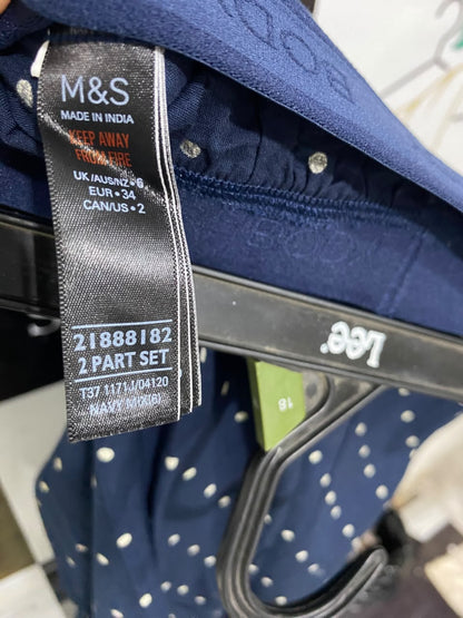 M&S |S| WAIST 26| A49| NAVY BLUE POLKA DOT TECHNICAL UTILITY LOUNGE PANTS