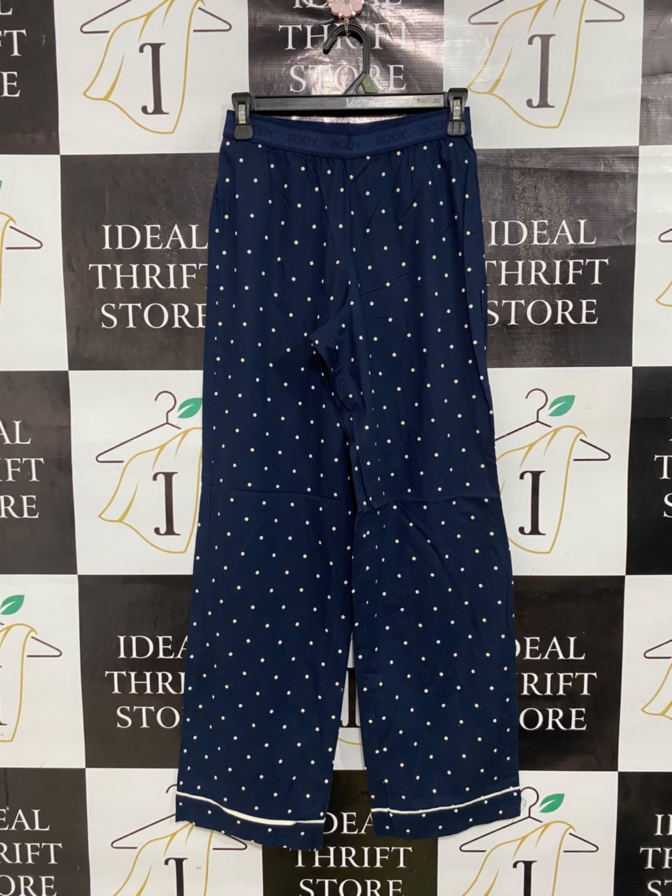 M&S |S| WAIST 26| A49| NAVY BLUE POLKA DOT TECHNICAL UTILITY LOUNGE PANTS