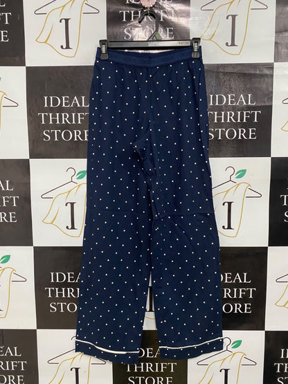 M&S |S| WAIST 26| A49| NAVY BLUE POLKA DOT TECHNICAL UTILITY LOUNGE PANTS