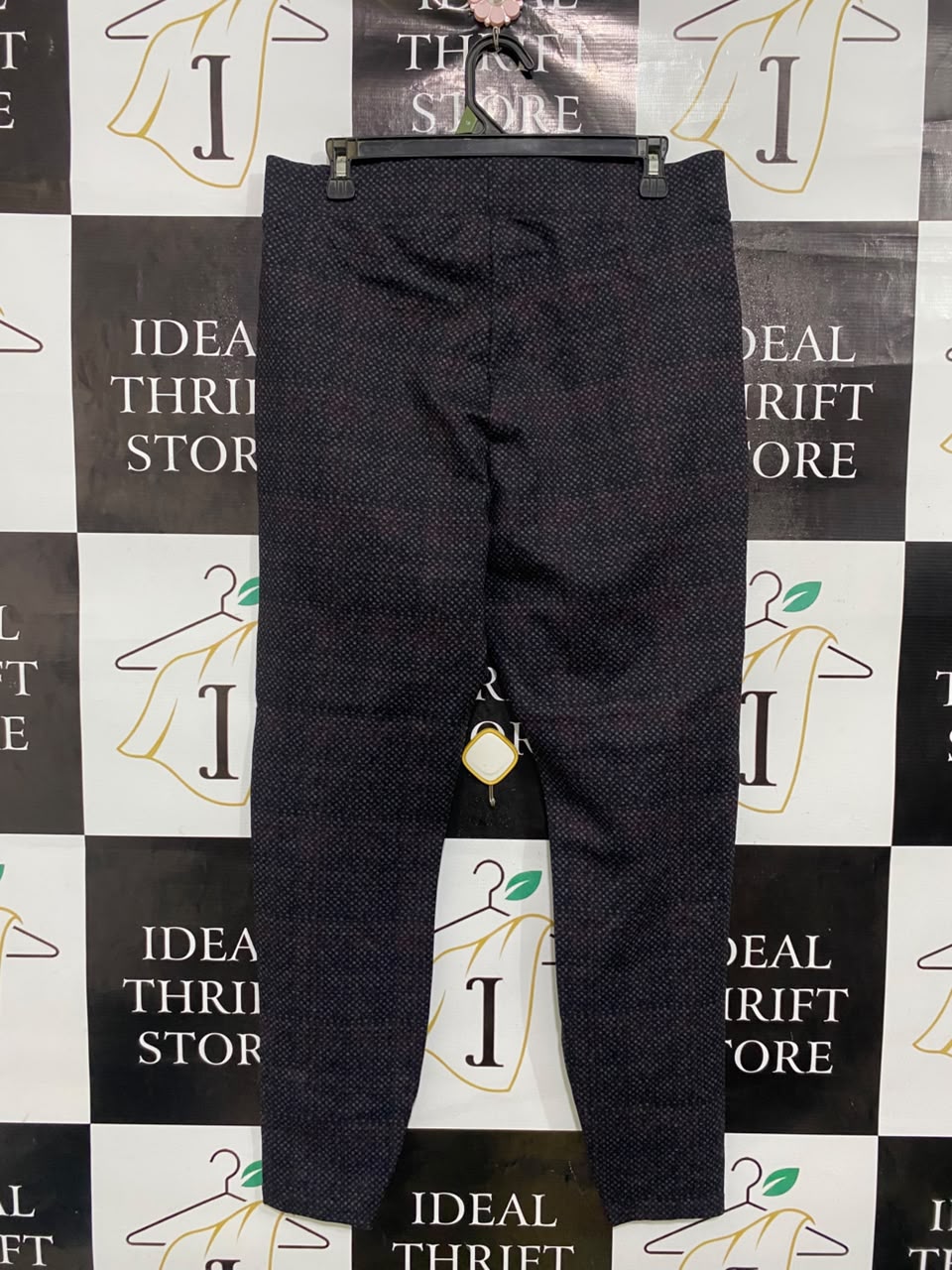 PAPAYA |L| WAIST 32| A49| DARK CHARCOAL MICRO-PLAID TECHNICAL UTILITY PULL-ON PANTS