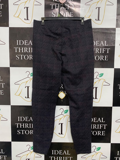 PAPAYA |L| WAIST 32| A49| DARK CHARCOAL MICRO-PLAID TECHNICAL UTILITY PULL-ON PANTS