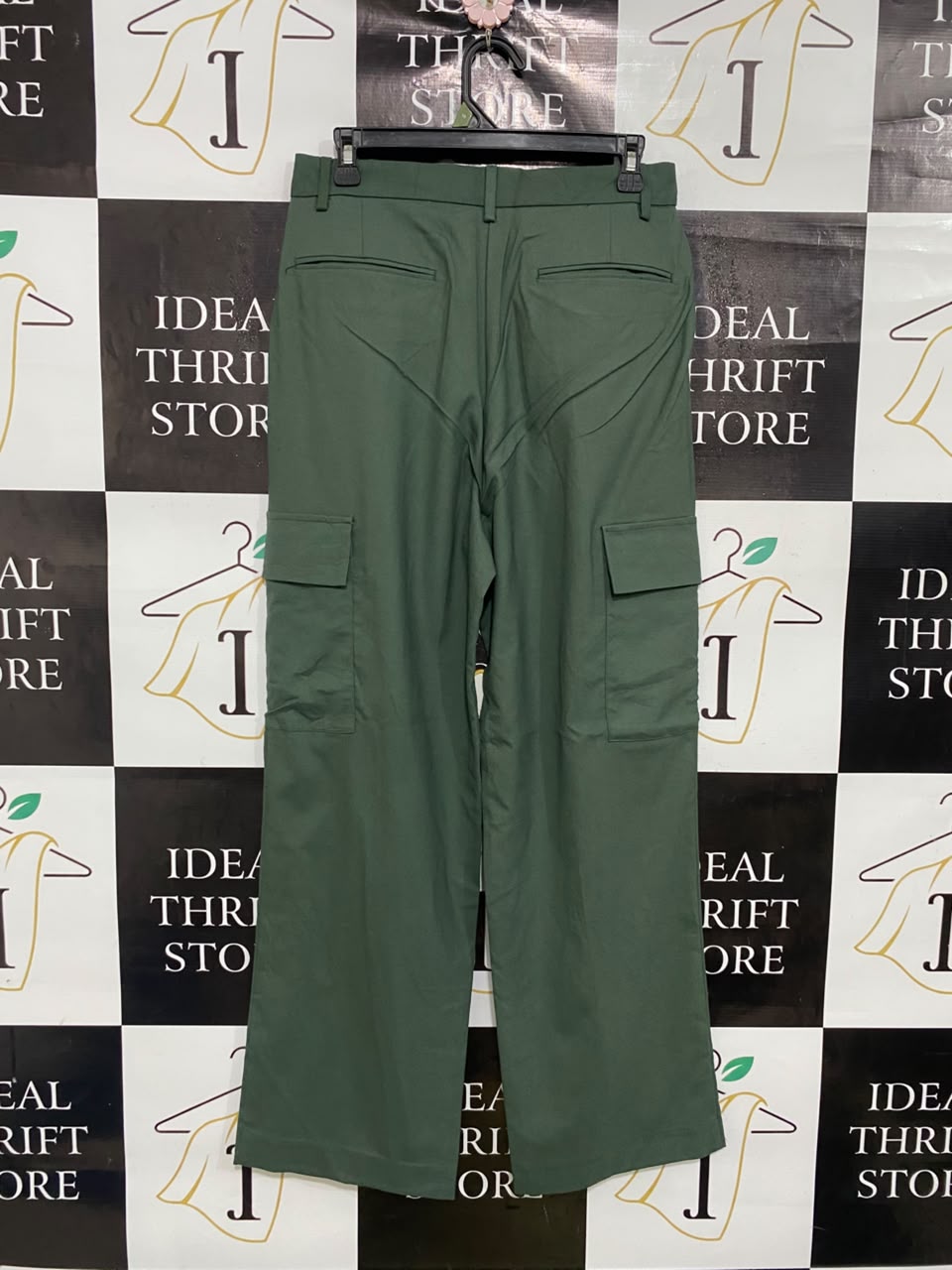 ASOS |L| WAIST 30| A49| OLIVE GREEN CARGO TECHNICAL UTILITY WIDE-LEG PANTS