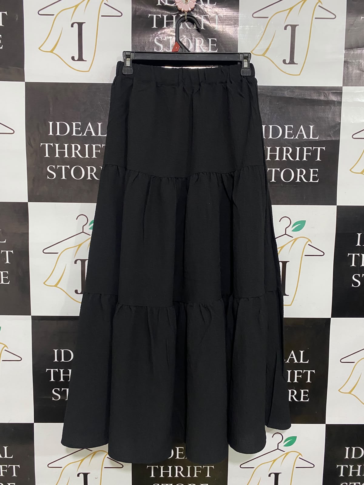 SHEIN |S| WAIST 26| A48| SOLID BLACK TIERED MAXI TECHNICAL UTILITY SKIRT