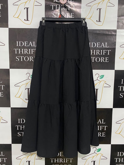 SHEIN |S| WAIST 26| A48| SOLID BLACK TIERED MAXI TECHNICAL UTILITY SKIRT
