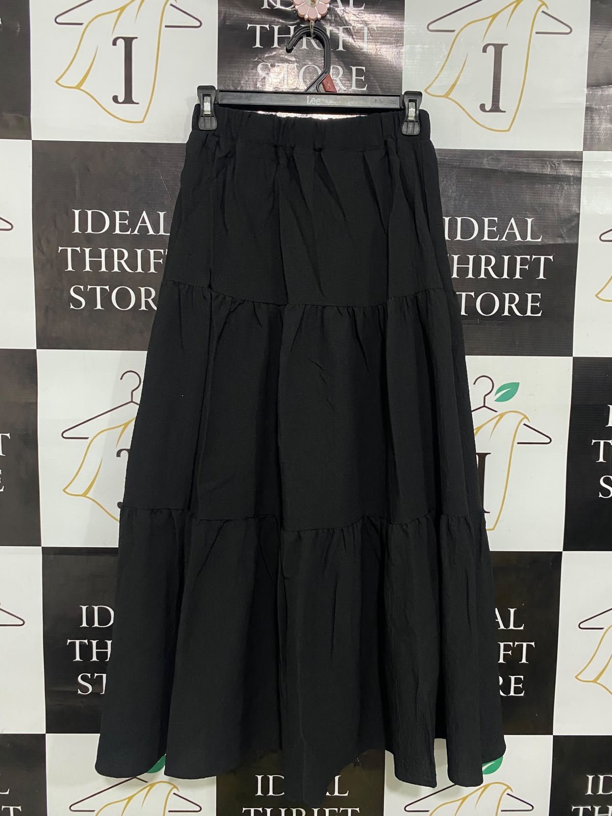 SHEIN |S| WAIST 26| A48| SOLID BLACK TIERED MAXI TECHNICAL UTILITY SKIRT