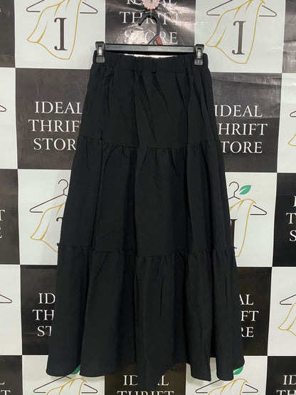 SHEIN |S| WAIST 26| A48| SOLID BLACK TIERED MAXI TECHNICAL UTILITY SKIRT