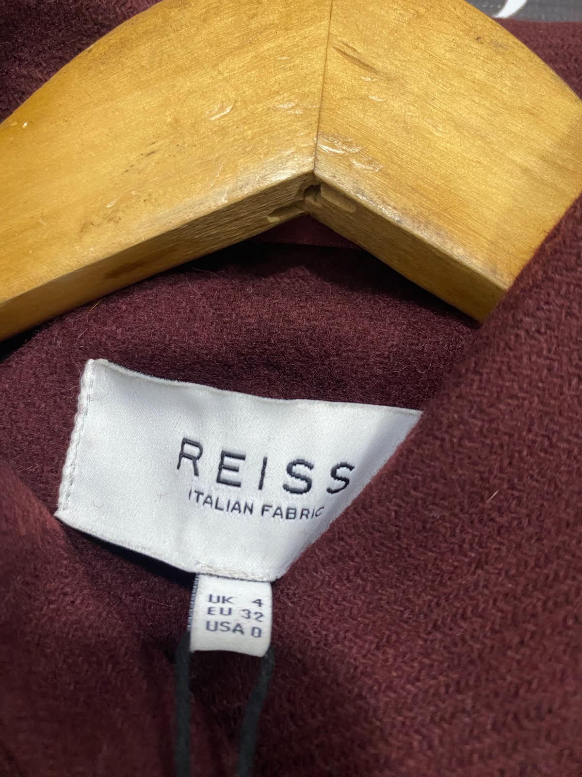 REISS |S| BUST 16| A48| BURGUNDY STAND-COLLAR TECHNICAL UTILITY LONG COAT