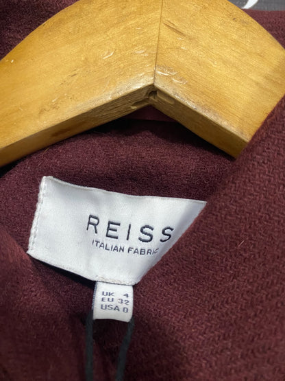 REISS |S| BUST 16| A48| BURGUNDY STAND-COLLAR TECHNICAL UTILITY LONG COAT