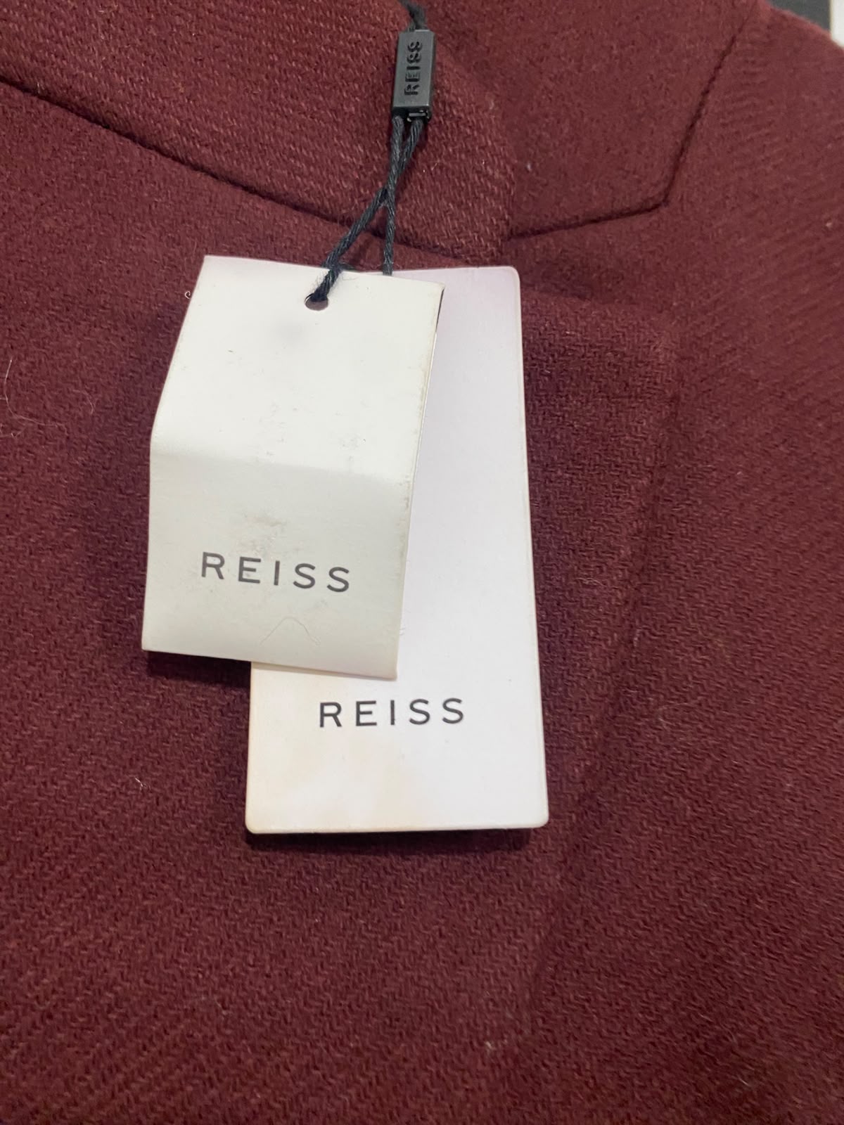 REISS |S| BUST 16| A48| BURGUNDY STAND-COLLAR TECHNICAL UTILITY LONG COAT