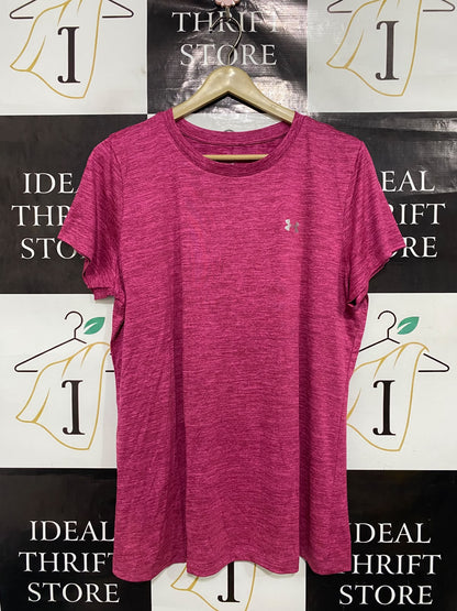UNDER ARMOUR |XL| BUST 22| A48| MAGENTA HEATHERED CREWNECK TECHNICAL UTILITY ATHLETIC TEE
