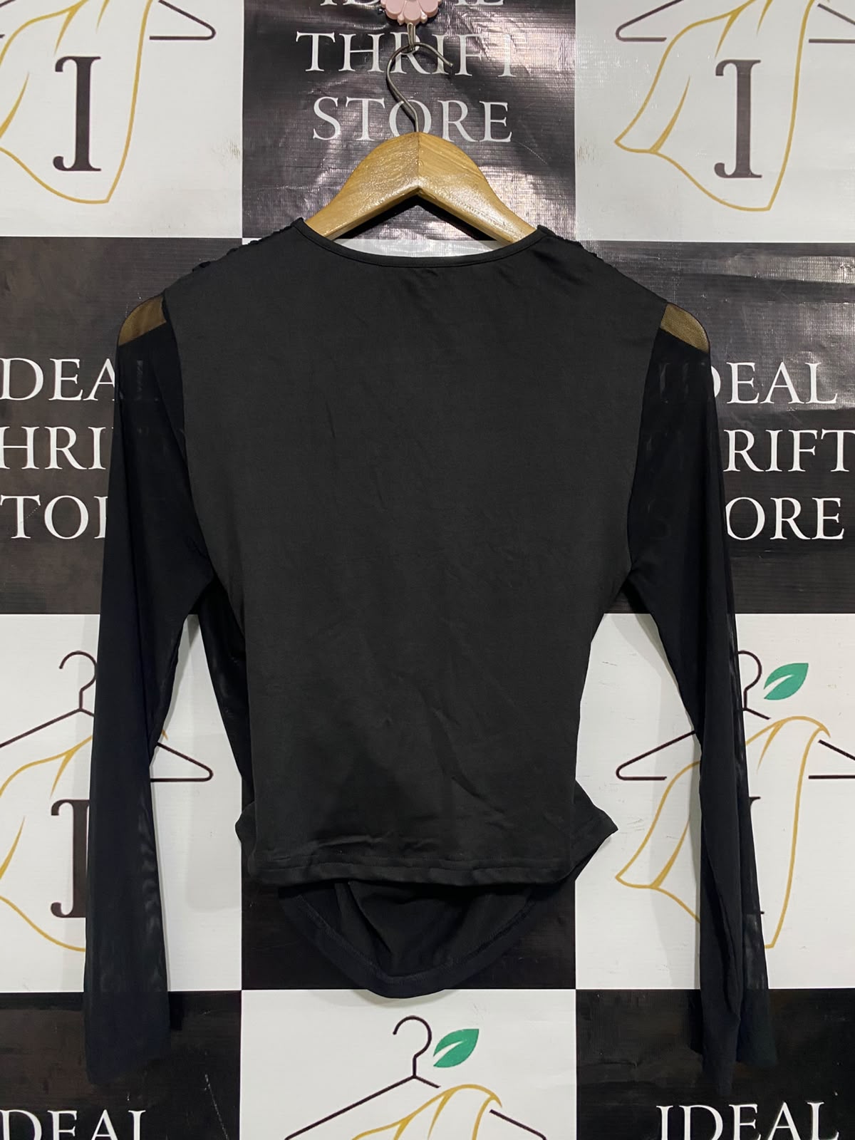 SHEIN |XL| BUST 15| A48| SOLID BLACK FAUX-WRAP RUCHED TECHNICAL UTILITY LONG-SLEEVE TOP