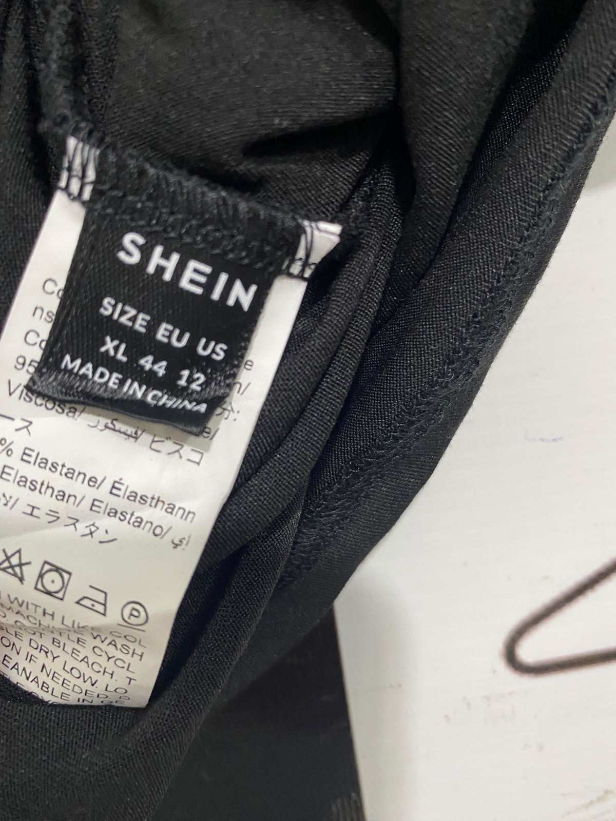 SHEIN |XL| BUST 15| A48| SOLID BLACK FAUX-WRAP RUCHED TECHNICAL UTILITY LONG-SLEEVE TOP