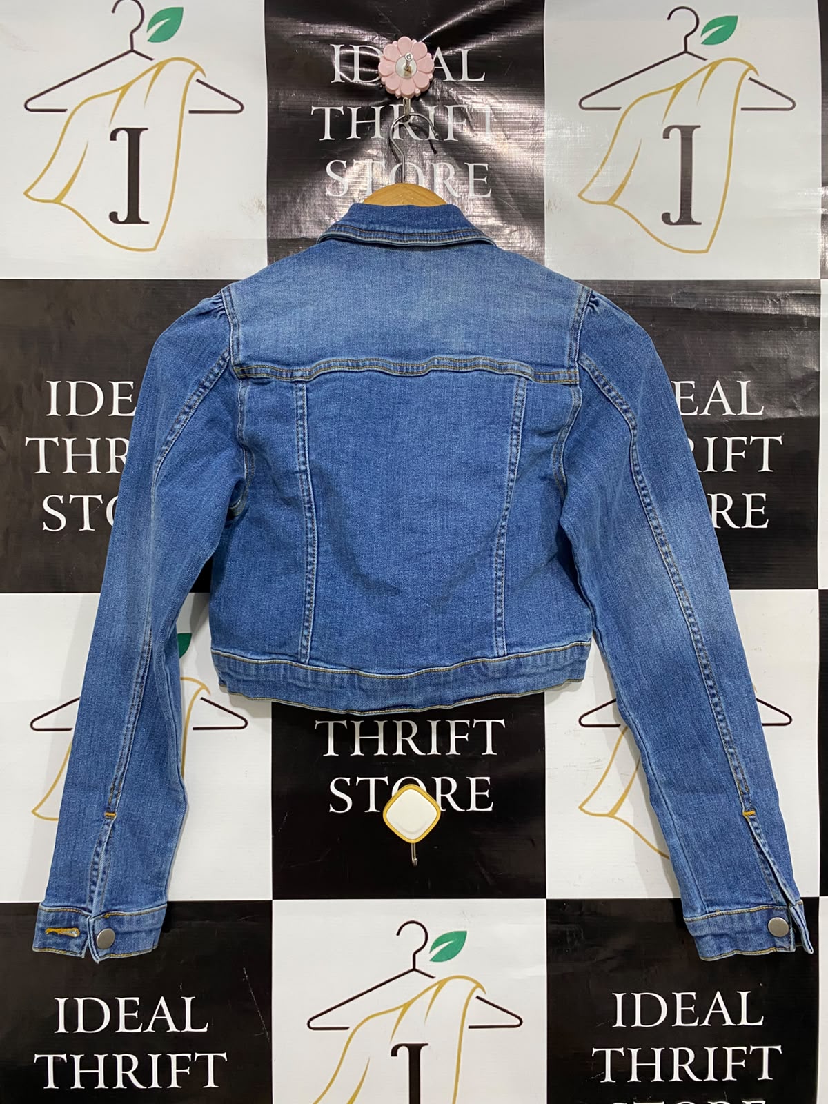 STYLEWISE |M| BUST 15| A48| MEDIUM WASH DENIM CROPPED TECHNICAL UTILITY JACKET