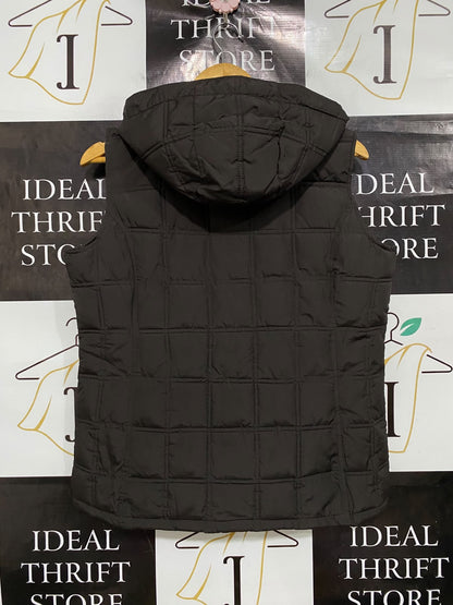 GAP |M| BUST 20| A48| SOLID BLACK QUILTED HOODED TECHNICAL UTILITY VEST