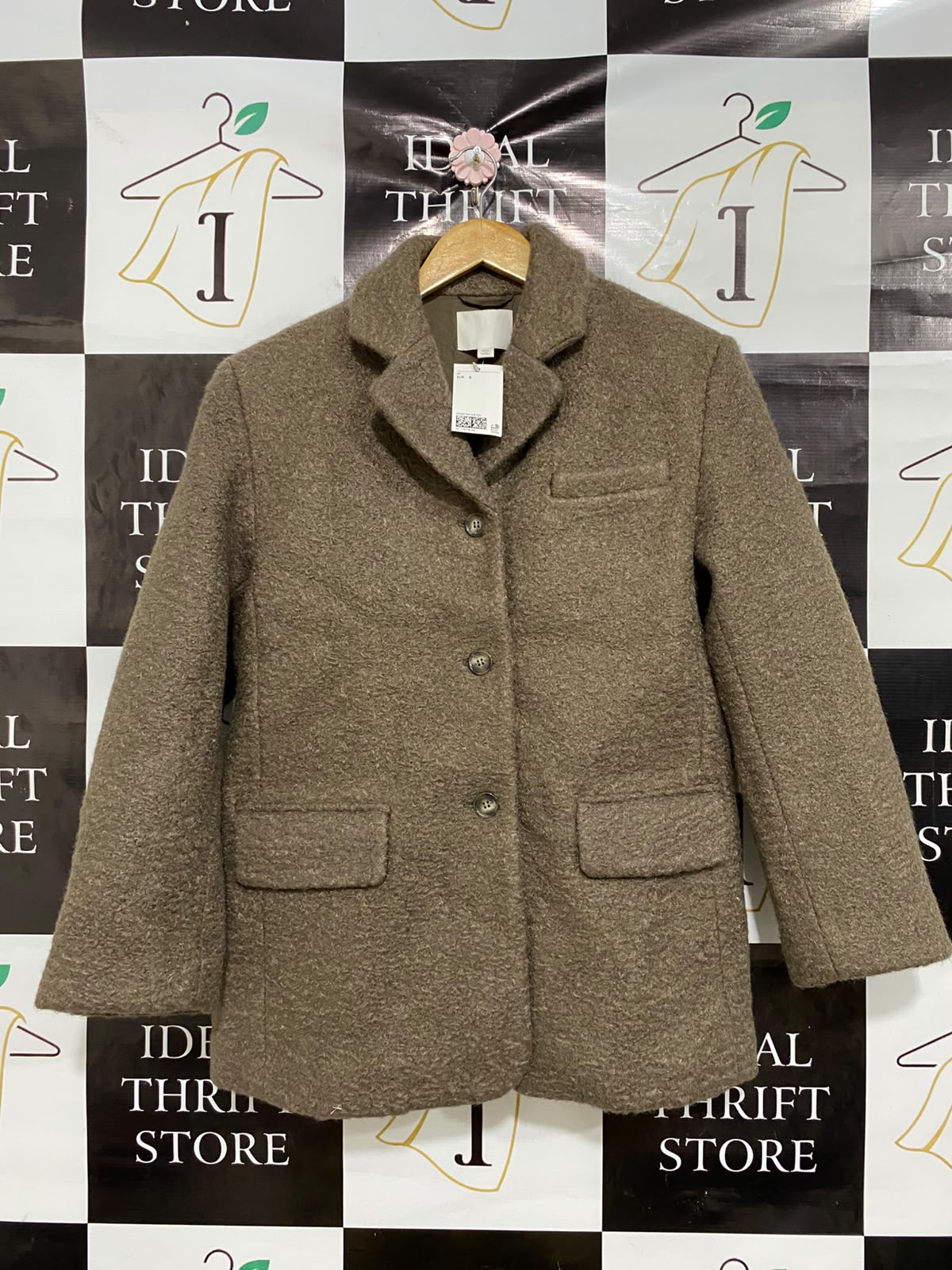 H&M |S| BUST 21| A48| TAUPE TEXTURED BOUCLÉ TAILORED TECHNICAL UTILITY BLAZER