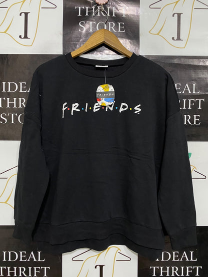 FRIENDS |M| BUST 26| A48| SOLID BLACK "FRIENDS" LOGO GRAPHIC TECHNICAL UTILITY SWEATSHIRT
