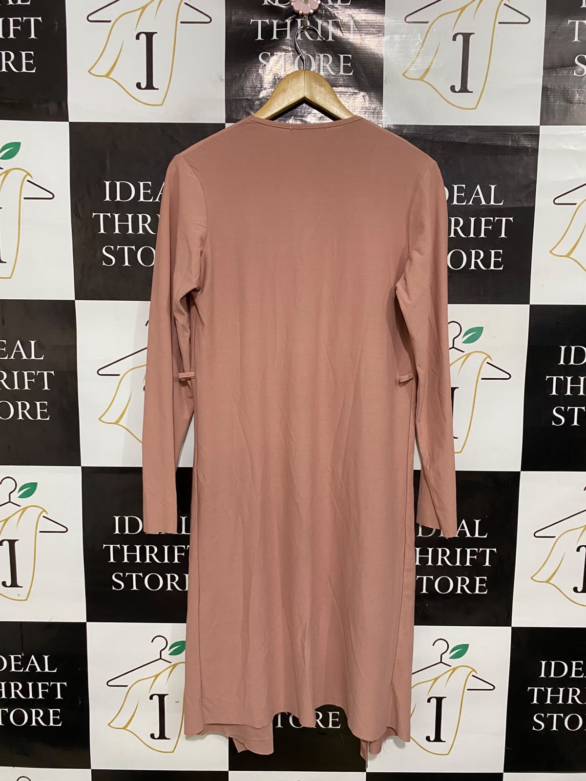 SELECT |M| BUST 19| A48| DUSTY ROSE DRAPED OPEN-FRONT TECHNICAL UTILITY MIDI CARDIGAN