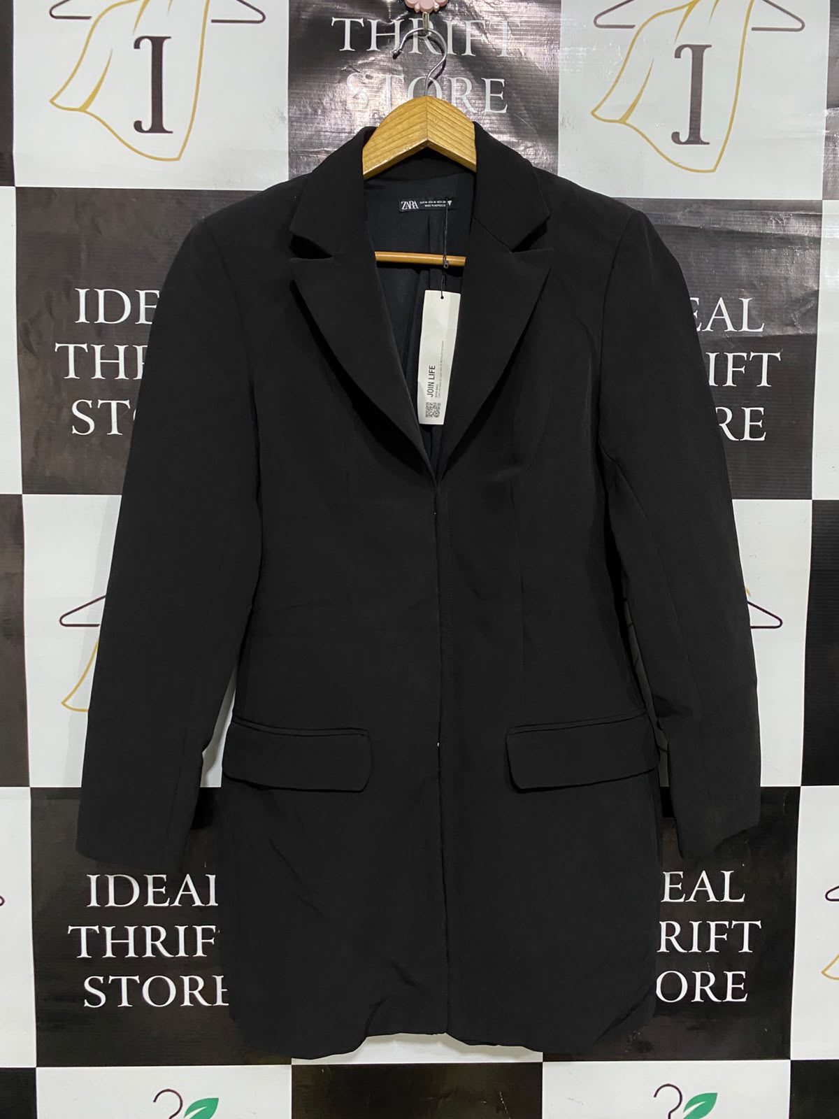 ZARA |M| BUST 18| A48| SOLID BLACK TAILORED TECHNICAL UTILITY BLAZER DRESS