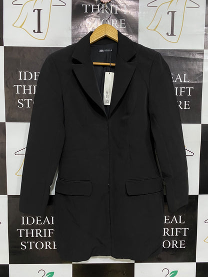 ZARA |M| BUST 18| A48| SOLID BLACK TAILORED TECHNICAL UTILITY BLAZER DRESS