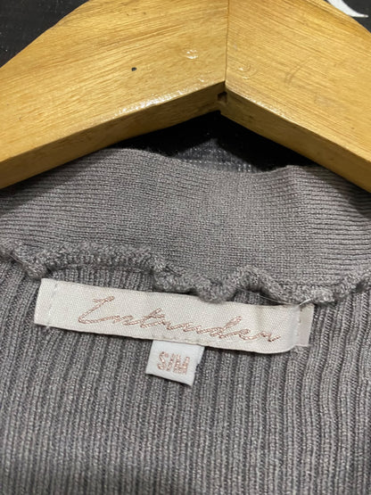 LNTUDER |S/M| BUST 15| A48| MAUVE ASYMMETRIC WRAP-FRONT RIBBED TECHNICAL UTILITY TOP