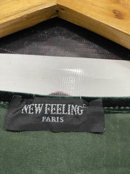NEW FEELING |XL| BUST 24| A48| DARK GREEN CRUSHED VELVET RELAXED TECHNICAL UTILITY TOP
