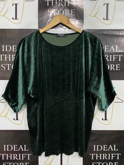 NEW FEELING |XL| BUST 24| A48| DARK GREEN CRUSHED VELVET RELAXED TECHNICAL UTILITY TOP