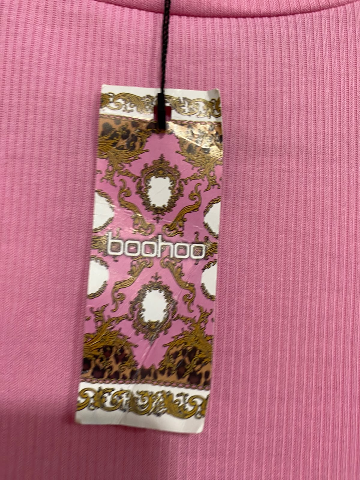 BOOHOO |M| BUST 17| A48| BUBBLEGUM PINK MOCK-NECK RIBBED TECHNICAL UTILITY BODYSUIT