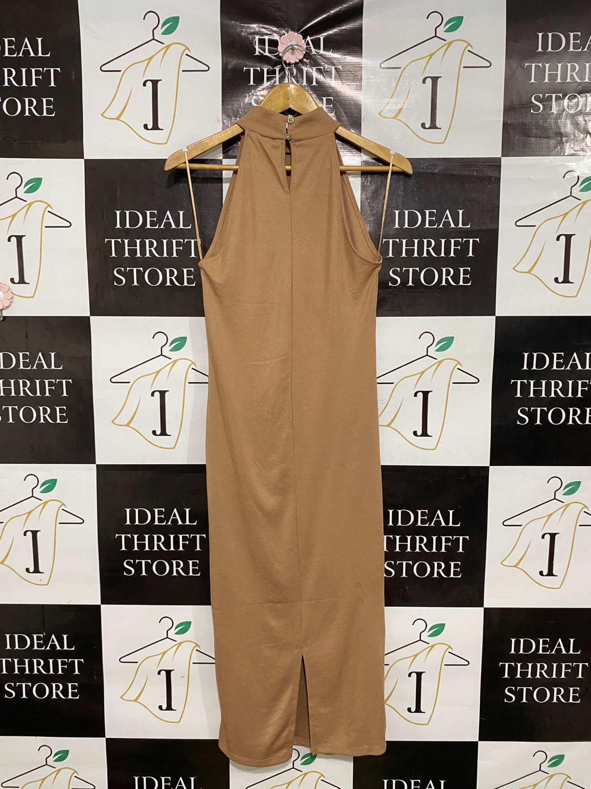 RIVER ISLAND |L| BUST 16| A48| CAMEL MOCK-NECK SLEEVELESS TECHNICAL UTILITY MAXI DRESS