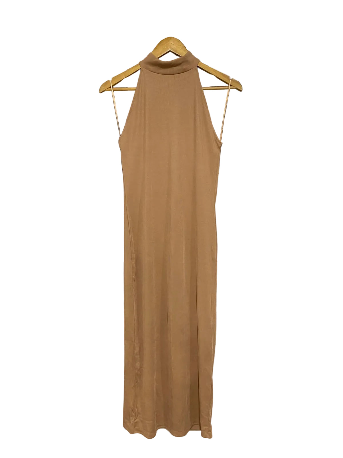 RIVER ISLAND |L| BUST 16| A48| CAMEL MOCK-NECK SLEEVELESS TECHNICAL UTILITY MAXI DRESS