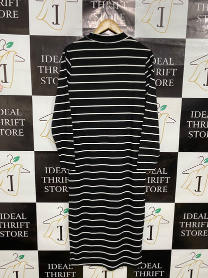 SHEIN |XL| BUST 19| A48| BLACK-AND-WHITE STRIPED MOCK-NECK TECHNICAL UTILITY MIDI DRESS
