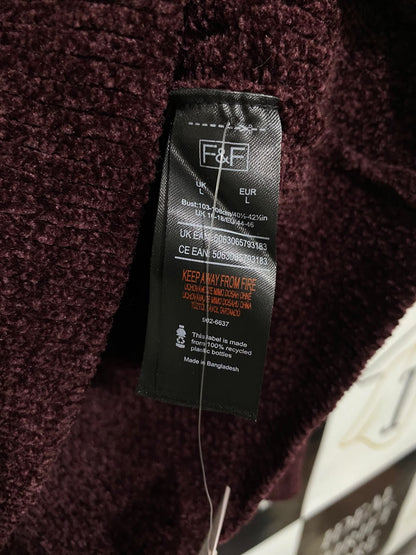 F&F |L| BUST 22| A48| BURGUNDY CHENILLE TURTLENECK TECHNICAL UTILITY SWEATER