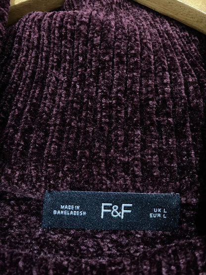 F&F |L| BUST 22| A48| BURGUNDY CHENILLE TURTLENECK TECHNICAL UTILITY SWEATER