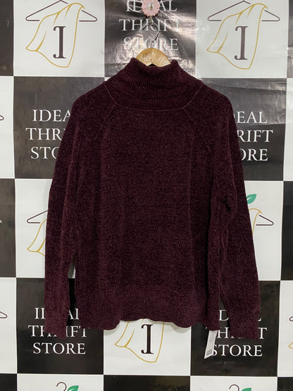 F&F |L| BUST 22| A48| BURGUNDY CHENILLE TURTLENECK TECHNICAL UTILITY SWEATER