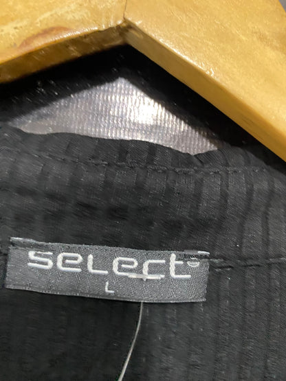 SELECT |L| BUST 16| A48| SOLID BLACK RUFFLED COLLARED TECHNICAL UTILITY BODYSUIT