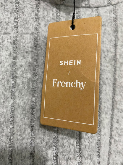 SHEIN |S| BUST 22| A48| HEATHER GREY ASYMMETRIC BUTTON-NECK RIBBED TECHNICAL UTILITY MIDI DRESS