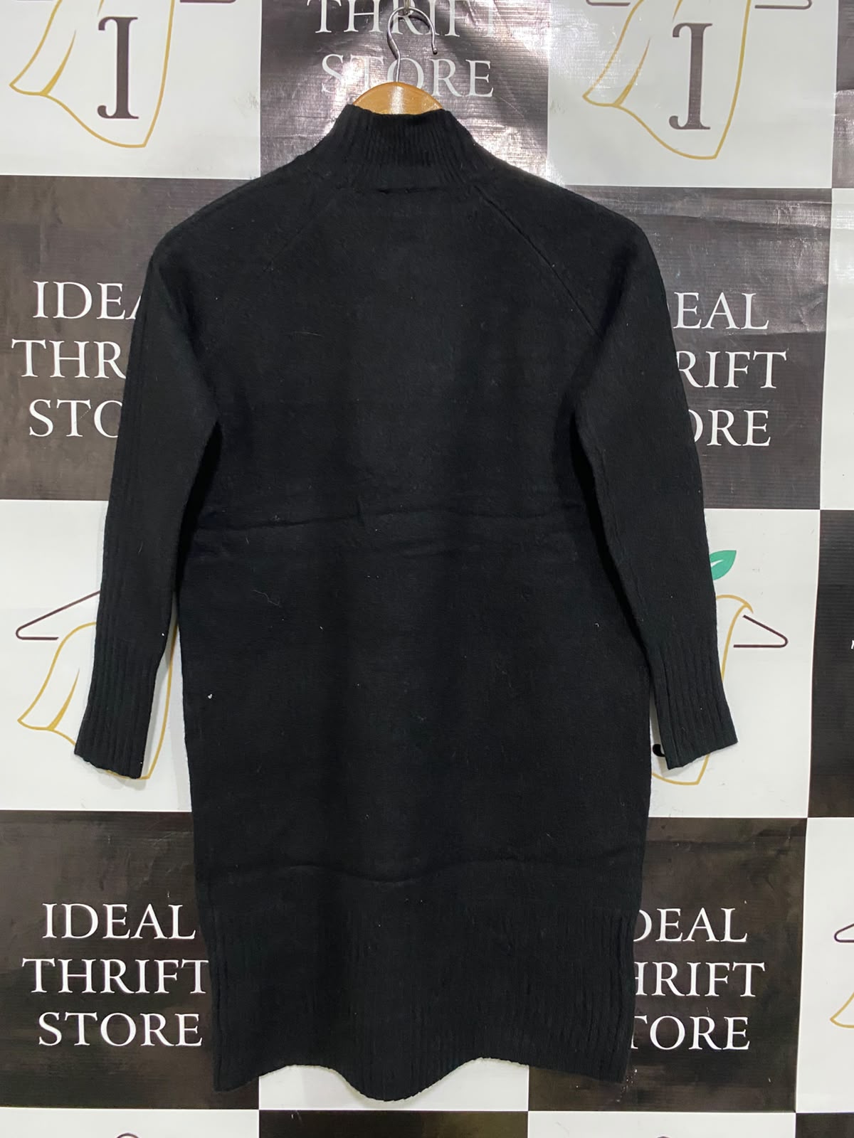 WHISTLES |M| BUST 17| A48| SOLID BLACK MOCK-NECK RAGLAN TECHNICAL UTILITY SWEATER DRESS