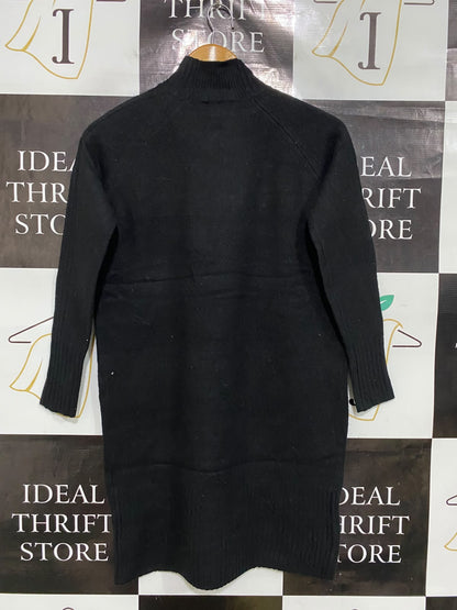 WHISTLES |M| BUST 17| A48| SOLID BLACK MOCK-NECK RAGLAN TECHNICAL UTILITY SWEATER DRESS