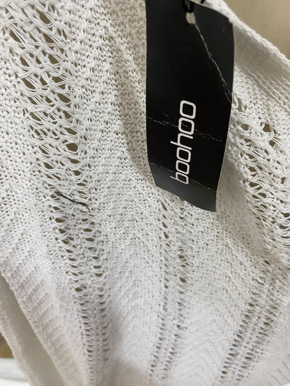 BOOHOO |L| BUST 22| A48| OFF-WHITE ONE-SHOULDER OPEN-KNIT TECHNICAL UTILITY MAXI DRESS