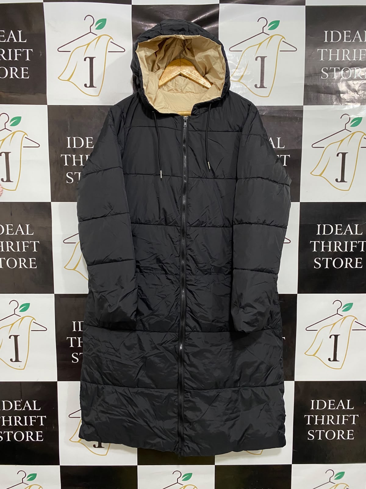 SHEIN |L| BUST 22| A24| BLACK HOODED LONG PUFFER TECHNICAL UTILITY COAT