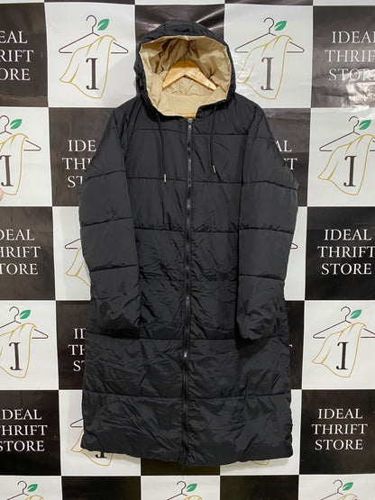 SHEIN |L| BUST 22| A24| BLACK HOODED LONG PUFFER TECHNICAL UTILITY COAT